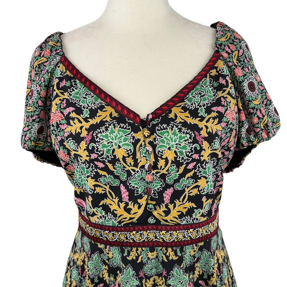 Alice & Olivia Dana Floral Print Crepe Mini Dress Size 6 - Picture 11 of 14